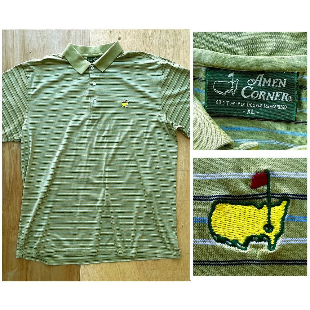 THE MASTERS AMEN CORNER Men's Embroidered Green Golf Polo Shirt sz XL